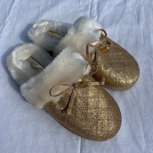 MICHAEL KORS Gold Sparkly Slippers - Picture 1 of 4
